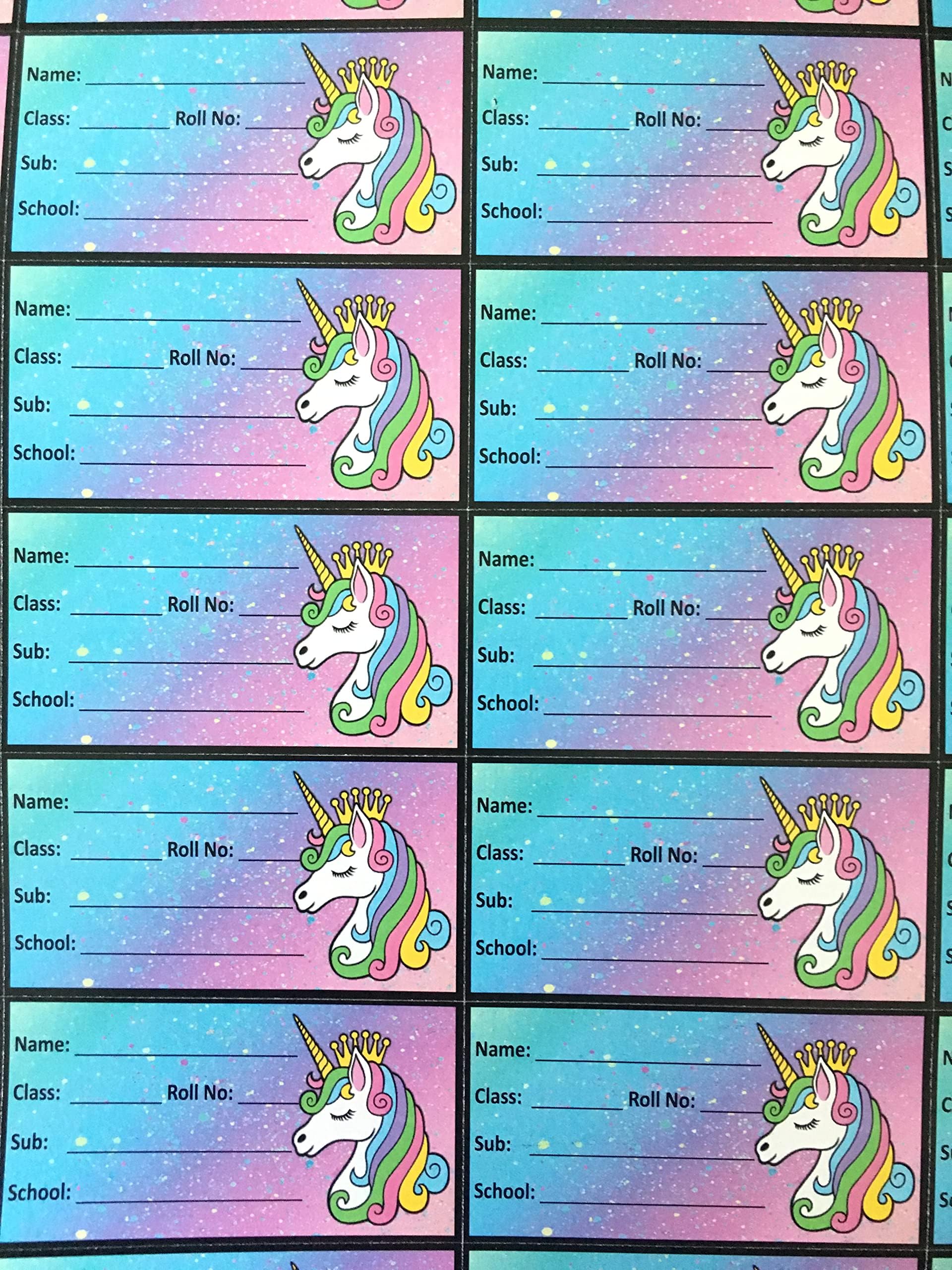 SYNC Unicorn Name Slips for School Notebook 35 Pieces Labels stickersfor Kids Label Diary Slip Scrapbooking Bottles Name tag Name Stickers Gift Back to School DIY Art School Supplies