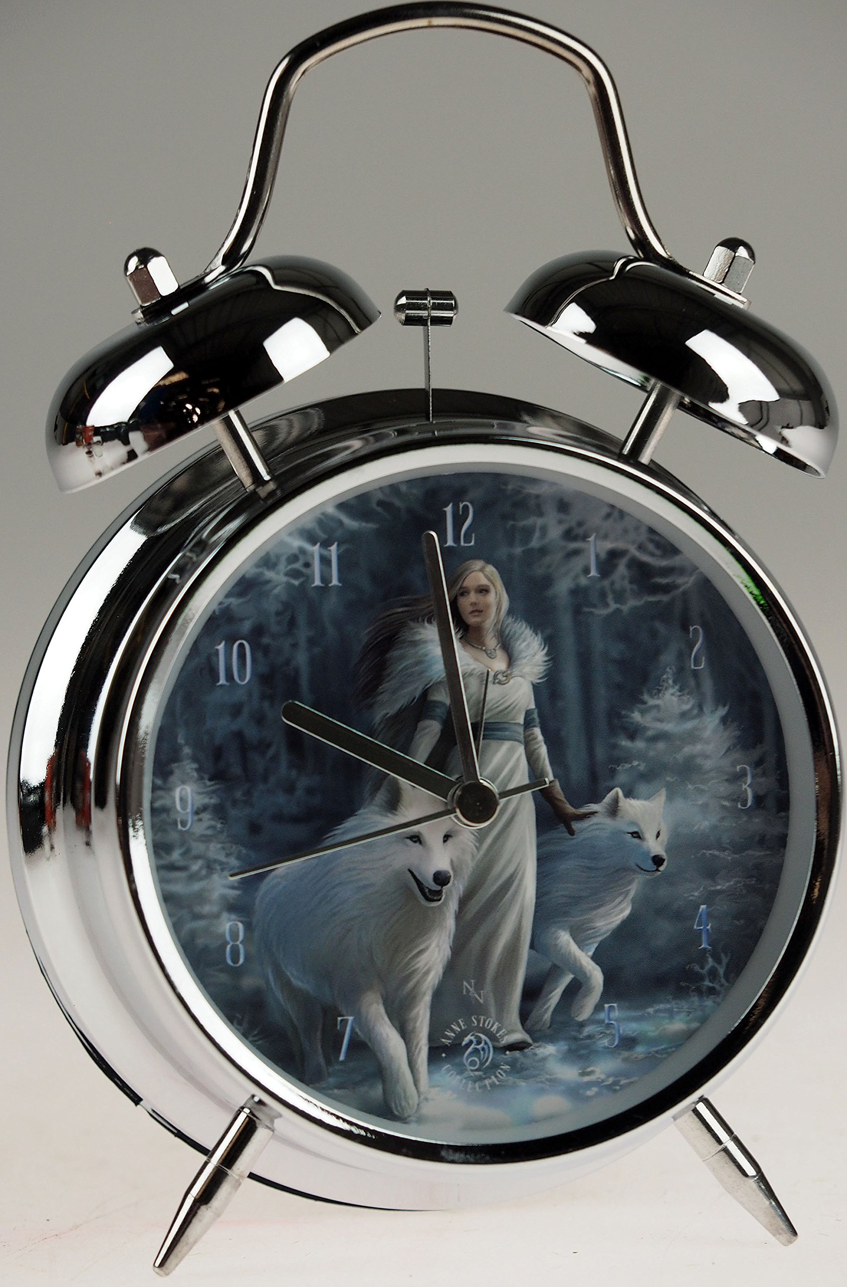 Winter Guardians White Wolf Art Alarm Clock By Anne Stokes (17x10cm)