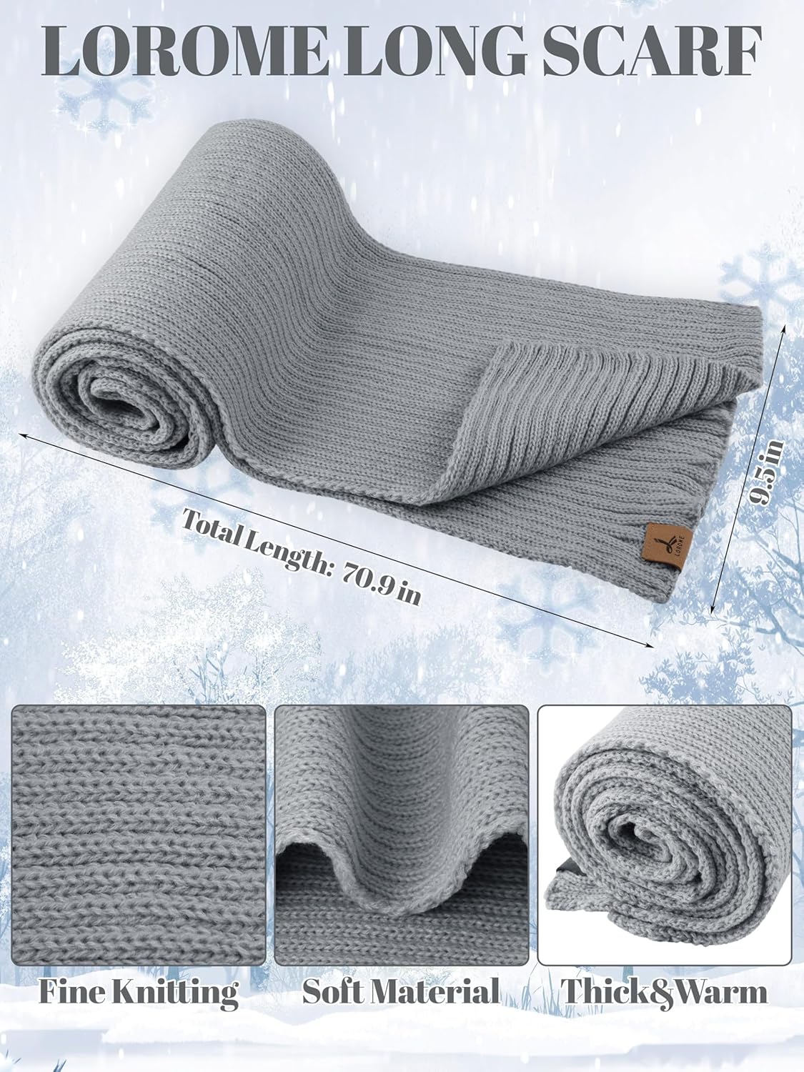 LOROME Women Winter Beanie Hat Scarf Gloves Set, Fleece Knitted Pompom Hat Warm Neck Scarf Touchscreen Gloves Winter Gift - Image 3