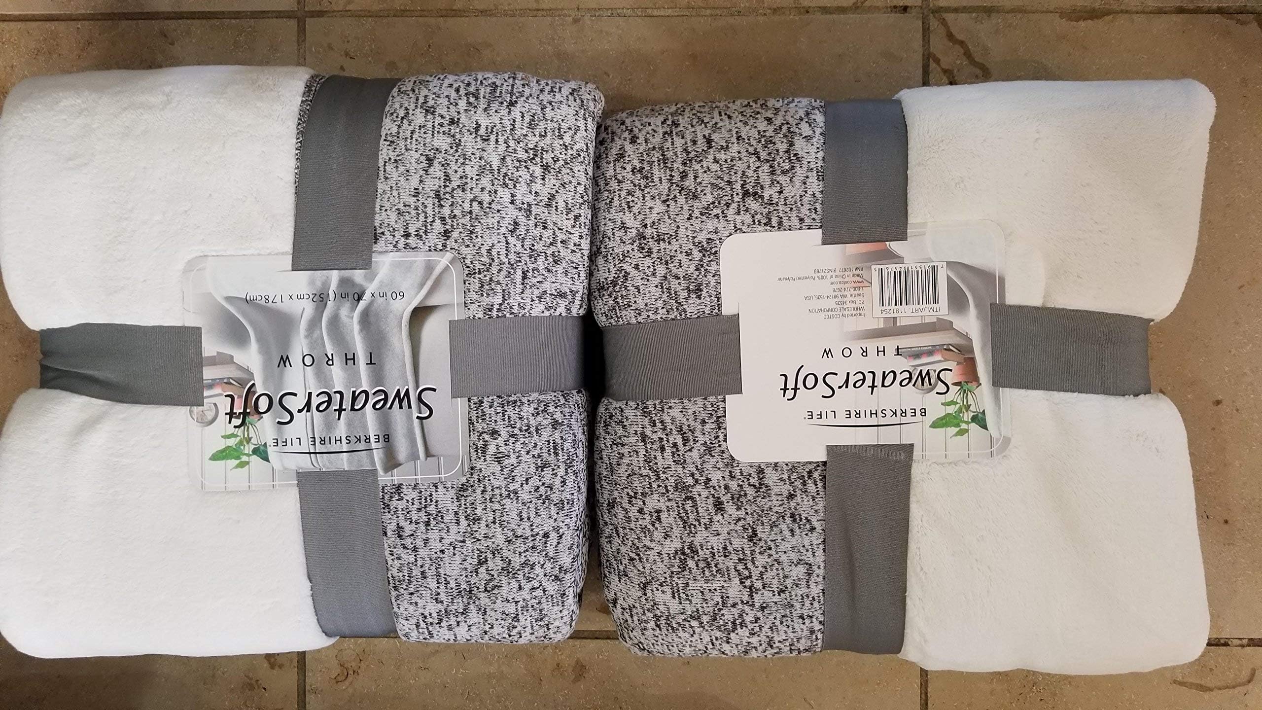 Berkshire Life Sweater Soft Throw Blanket Black + white 60 by 70 inches