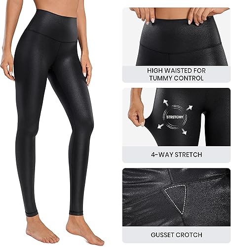 Miniatura 4 de CRZ YOGA Butterluxe Matte Faux Leather Leggings for Women 28" - High Waisted Stretch Ankle Leather Pants Pleather Tights