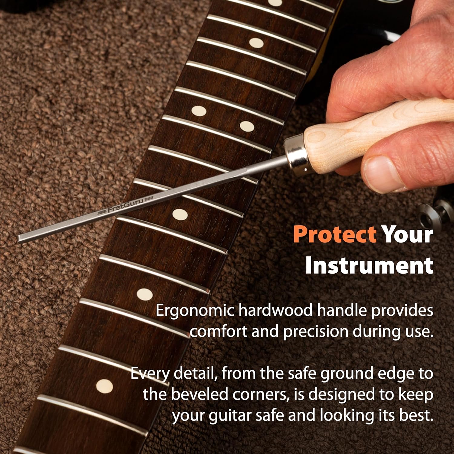FretGuru Ultimate Fret End File 2 - Fix Sharp Fret Ends, Fret Sprout, Fret End Dressing File Pro Luthier Tool Guitar Tech [FINALLY AVAILABLE AGAIN - ADVANCED NEW DESIGN SHIPPING NOW]