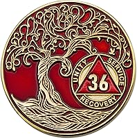 Vista 17 de Medallón AA de 5 años – Árbol de la Vida trenzado chapado en oro AA Chip de recuperación – morado