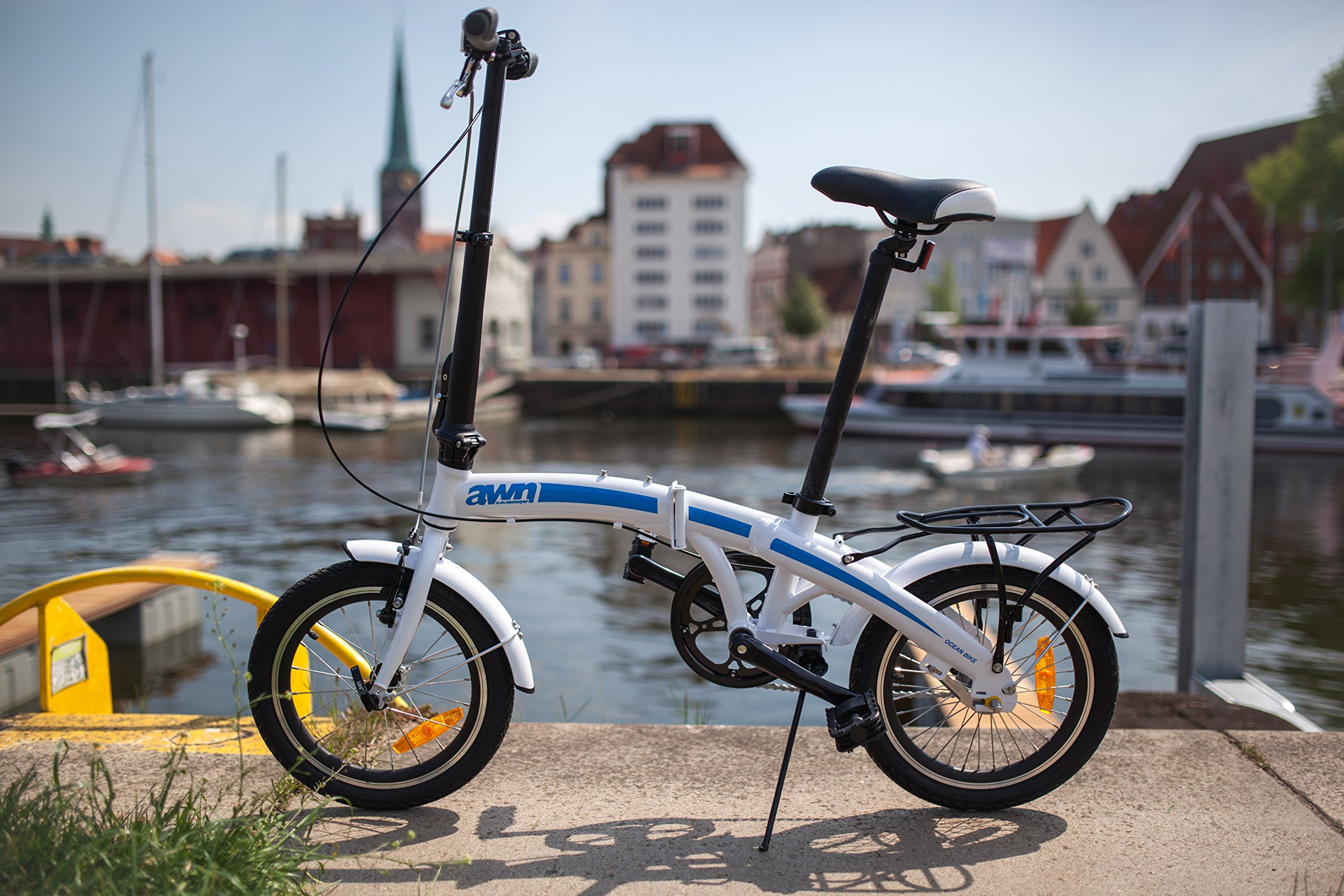 lastenfahrrad förderung hessen AWN Folding Bike 16 Inch 3 Speed Folding Bike Sports & Outdoors COLOR:Gloss Dune White / Oasis View 360 Booster Travel new-165210