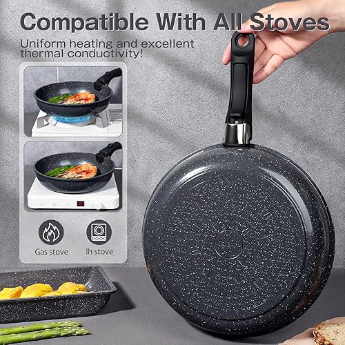 Miniatura 6 de GiPP Juego de ollas y sartenes de cerámica antiadherentes, antiadherentes con mango desmontable, ollas y sartenes de cocina de inducción no tóxica