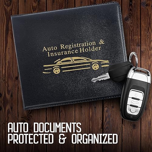 Miniatura 2 de ANDALUS - Tarjetero para registro de automóvil y seguro de 5.1 x 4.6 pulgadas, organizadores esenciales de documentos para automóviles con cierre de