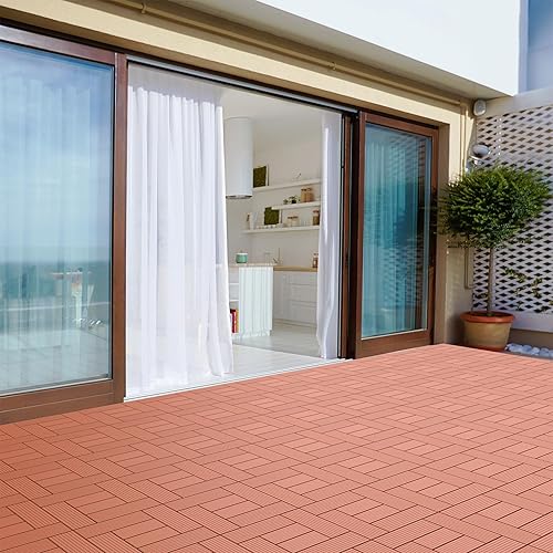 Miniatura 3 de Pure Garden Paquete de 24 azulejos para terrazas al aire libre, terracota