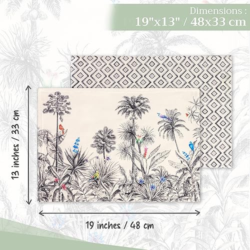 Miniatura 4 de Maison d' Hermine - Juego de 4 manteles individuales, 100 % algodón, decorativos y lavables, para regalar, cenas, comedor, fiestas de bufé,