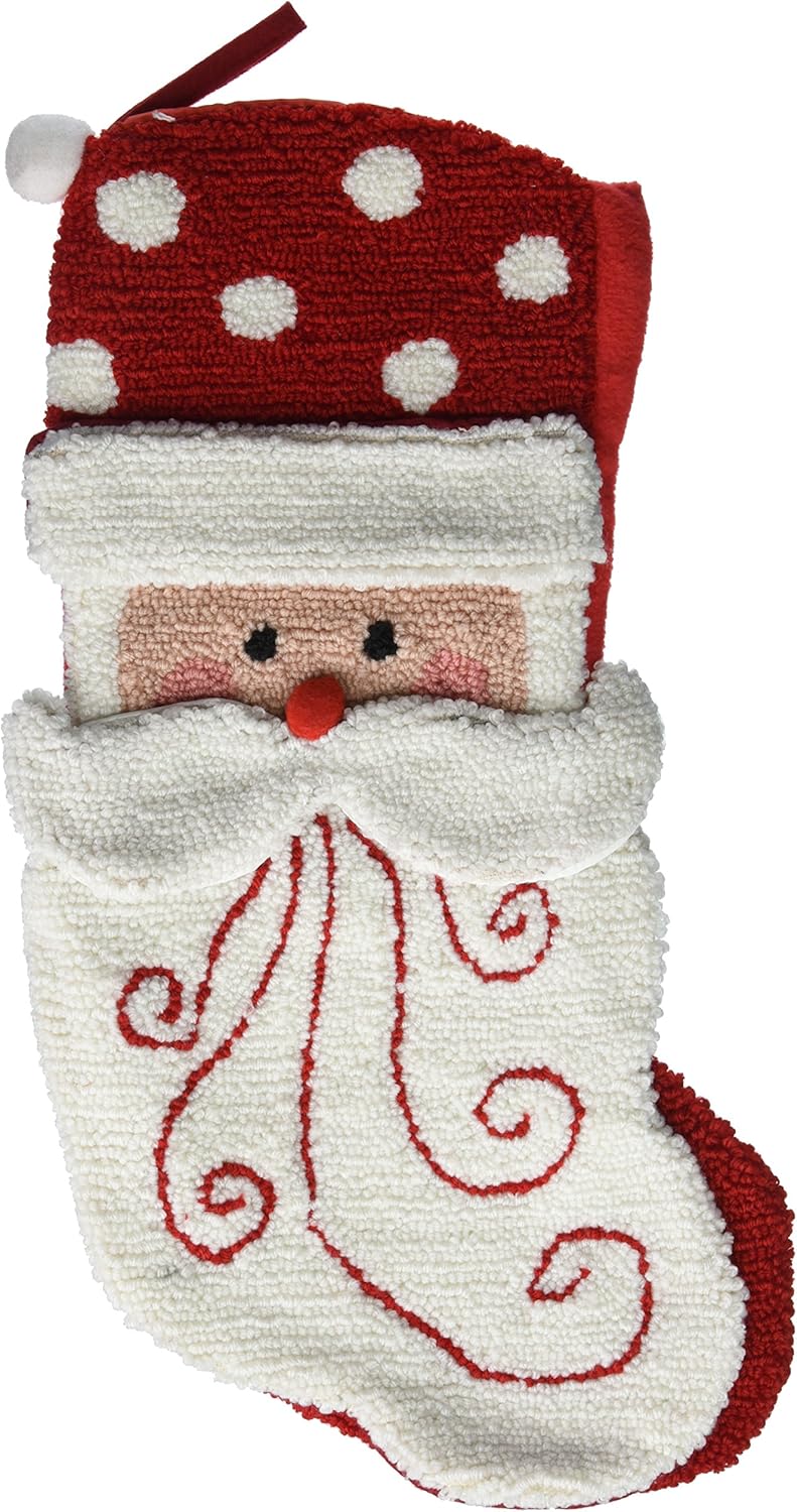 Glitzhome 3D Santa Rug-Hook Stocking