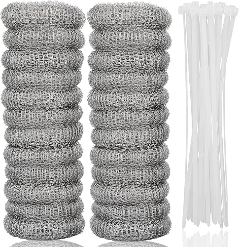 24 trampas de pelusa de acero inoxidable para lavadora, trampas de pelusa para manguera de lavadora con 24 bridas para cables, filtro de malla para