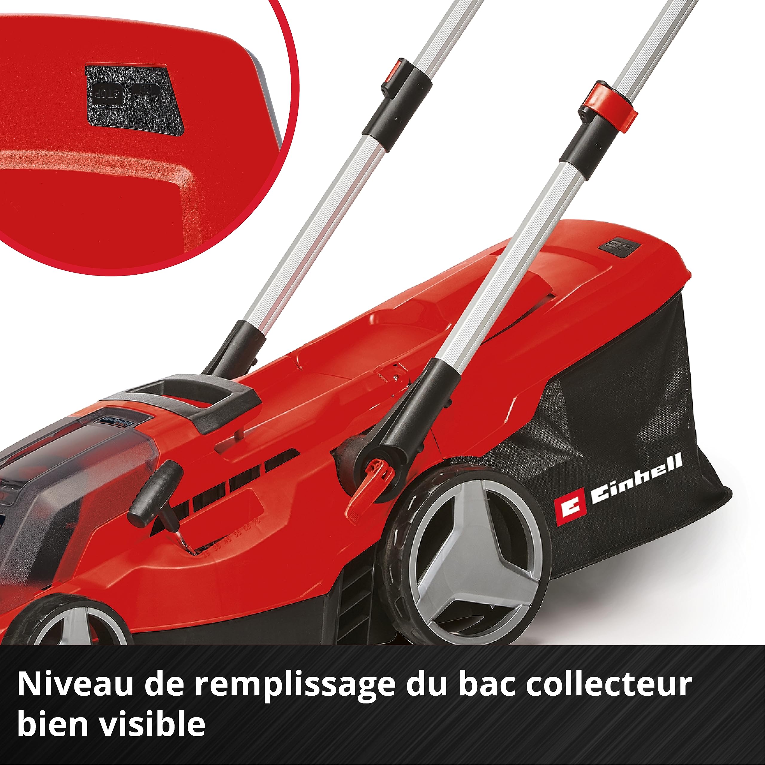 Einhell Tondeuse à Gazon sans Fil GP-CM 36/450 Kit Power X-Change (36 V, Largeur de Coupe 38 cm, 450 m², Moteur sans Charbon, Fonction Mulching, bac collecteur 45 L, 2 Batteries 4,0 Ah+Twincharger)