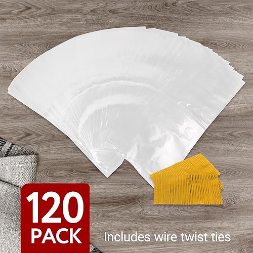 Miniatura 4 de IMPRESA Bolsas grandes de plástico para pan, paquete de 120, 8 x 4 x 18 pulgadas, protección resistente para pan casero y panes de masa madre -