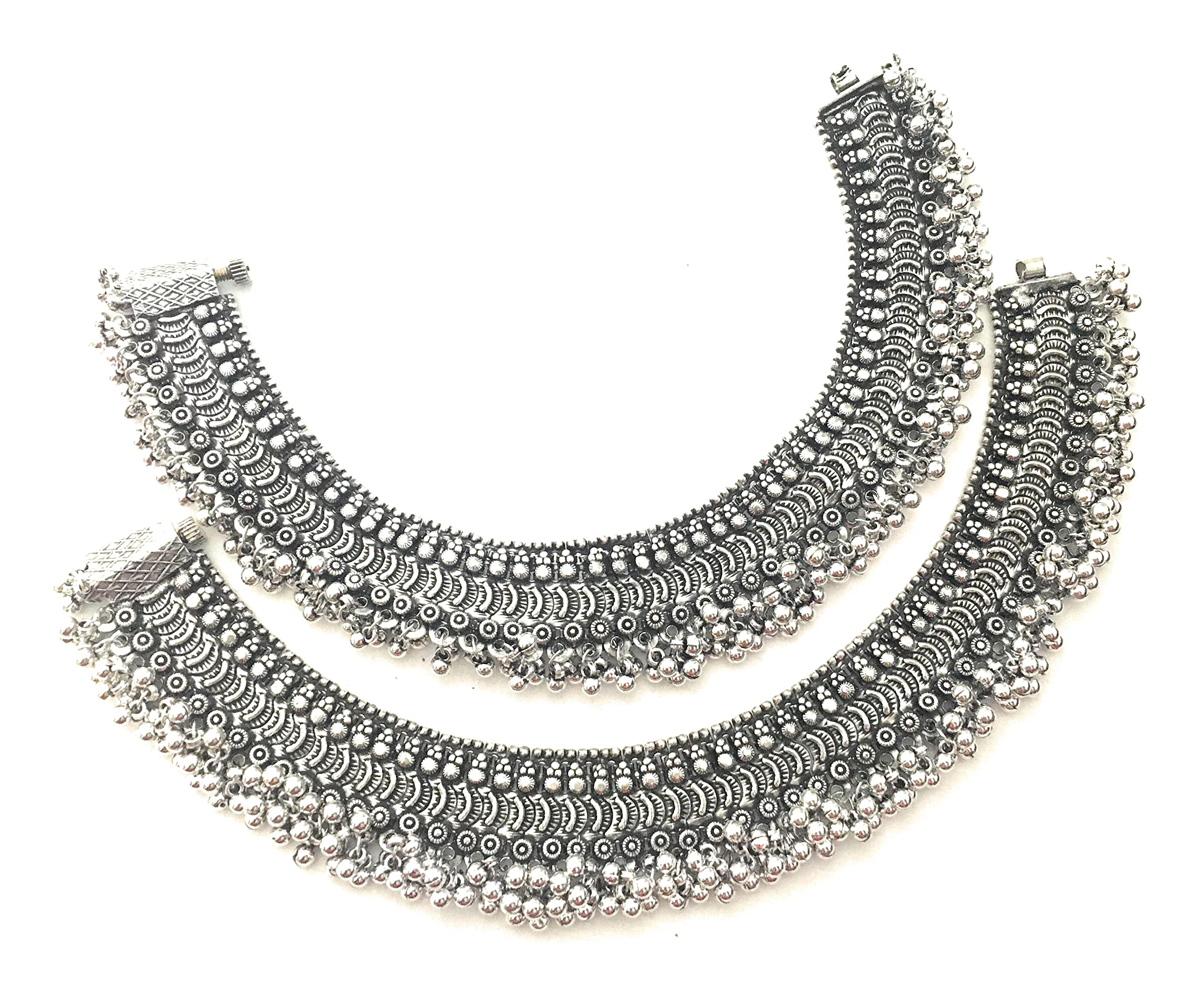 Oxidised German Silver Anklet with Ghungroo Bells Anklet for Women