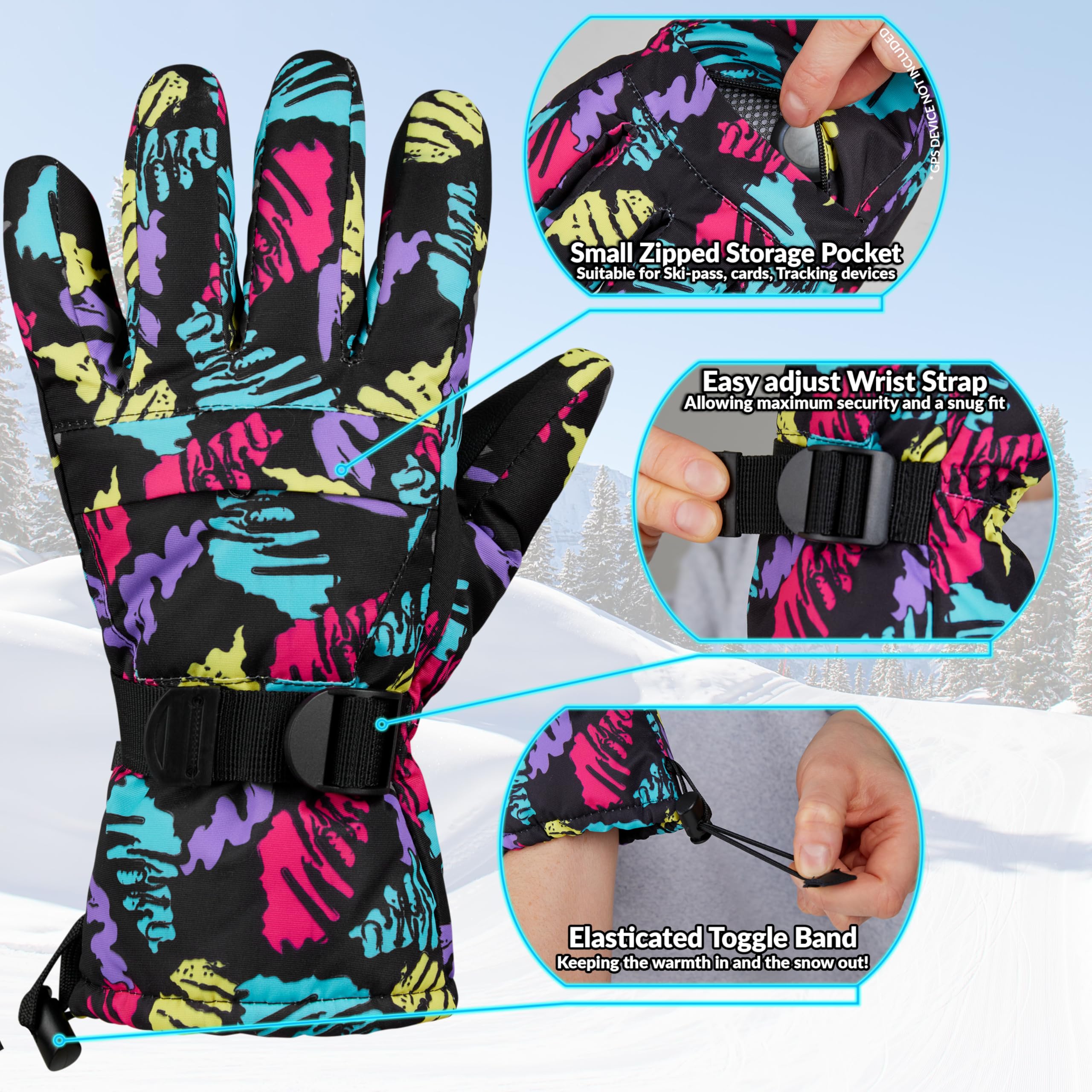 CityComfort Guantes Esquí Mujer Térmicos Impermeables Táctiles Invierno Forrado Cálido Snowboard Nieve Frío