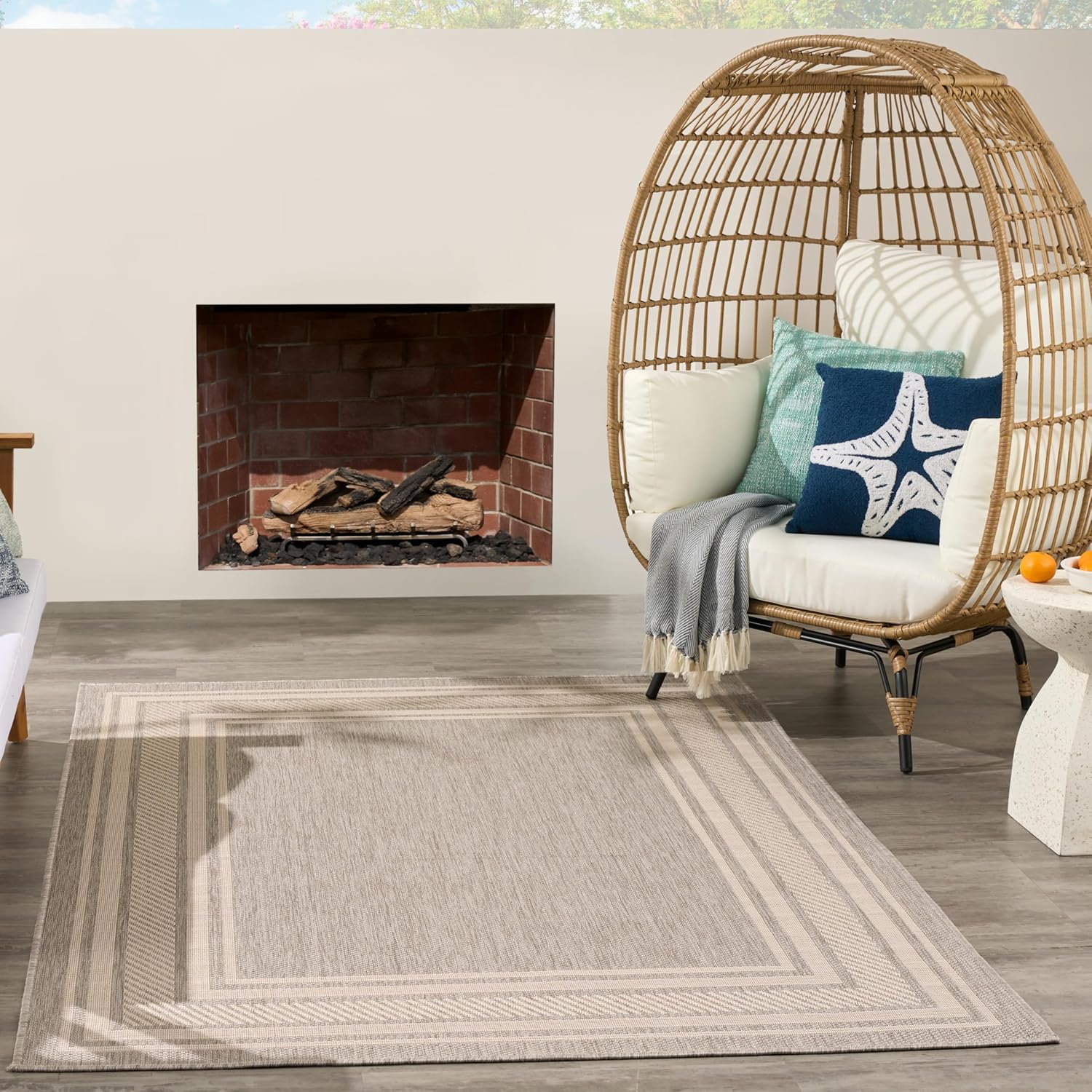Nourison Home Horizon Indoor/Outdoor Grey 6' x 9' Area Rug - Easy Clean, Non Shedding, Bed Room, Living Room, Dining Room, Kitchen (6' x 9')