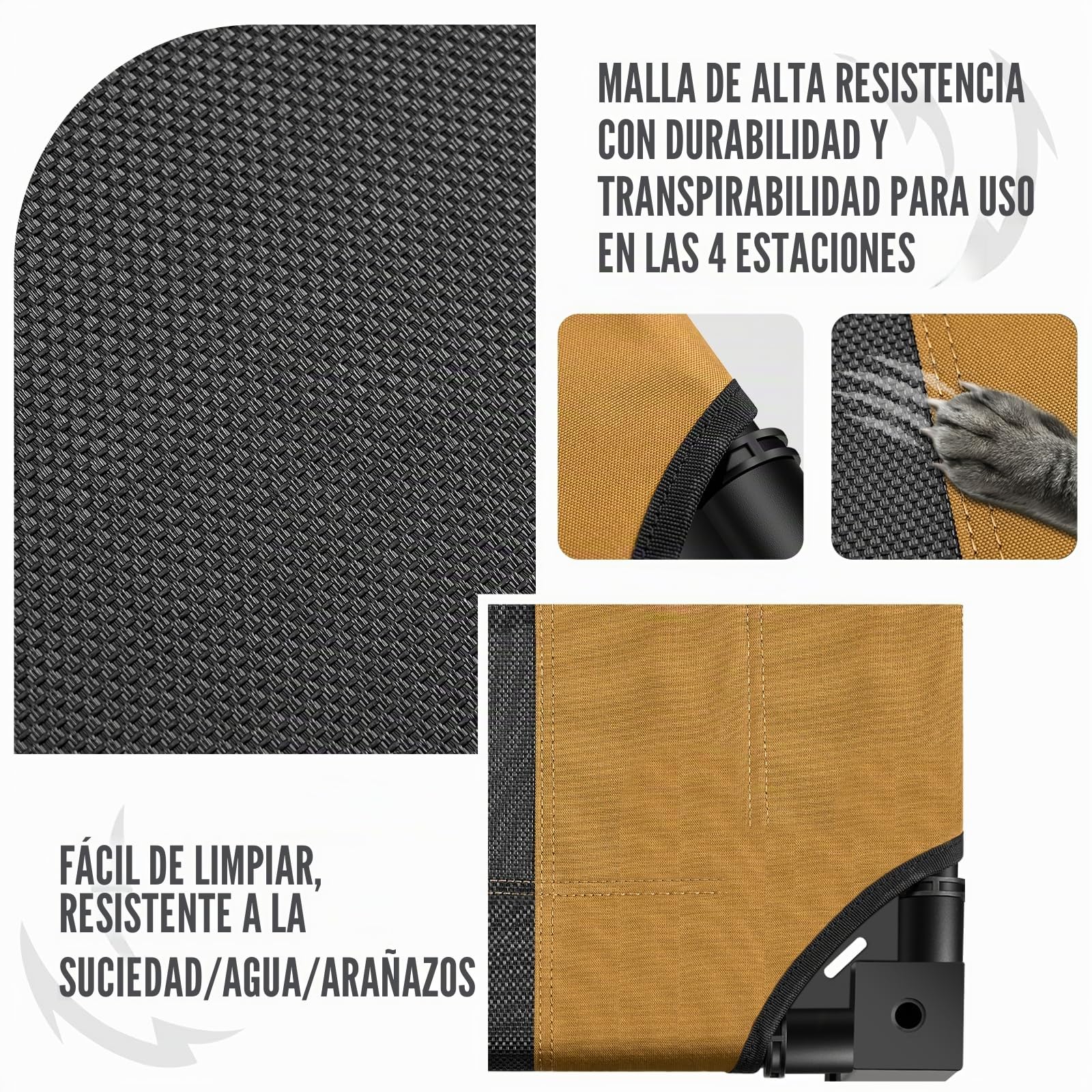 OneTigris Cama elevada para perros - 89x63 cm - Altura: 19 cm - Montaje fácil - Respirable - Duradera - Fácil de limpiar - Interior/patio/exterior - Marrón S