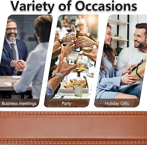 Miniatura 8 de SUNYA Men Belt Leather, Ratchet Belts for Men, 35mm Wide Belt with Slide Click. Mens Dress Belt Black and Casual Brown