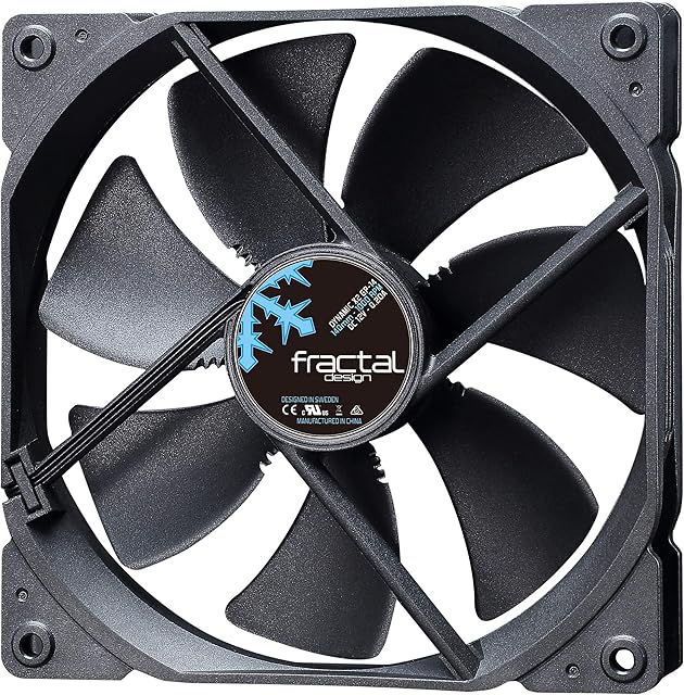 Fractal Design Dynamic X2 GP-14 Computer Fan - Silent Fan - High Airflow  140x140x25 mm  1000RPM  FDB-Bearings  Trip Wire - Aerodynamically shaped struts  12v - Black Edition (Single)