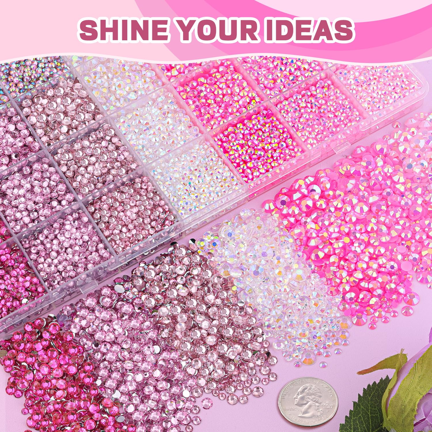 20000Pcs Pink Rhinestones for Bedazzling Kit with 3Pcs B7000 Jewelry Glue | Resin Rhinestones for Crafting Crafts, Bedazzler Kit Flatback Gems for Clothing Shoes Tumblers Nail Art