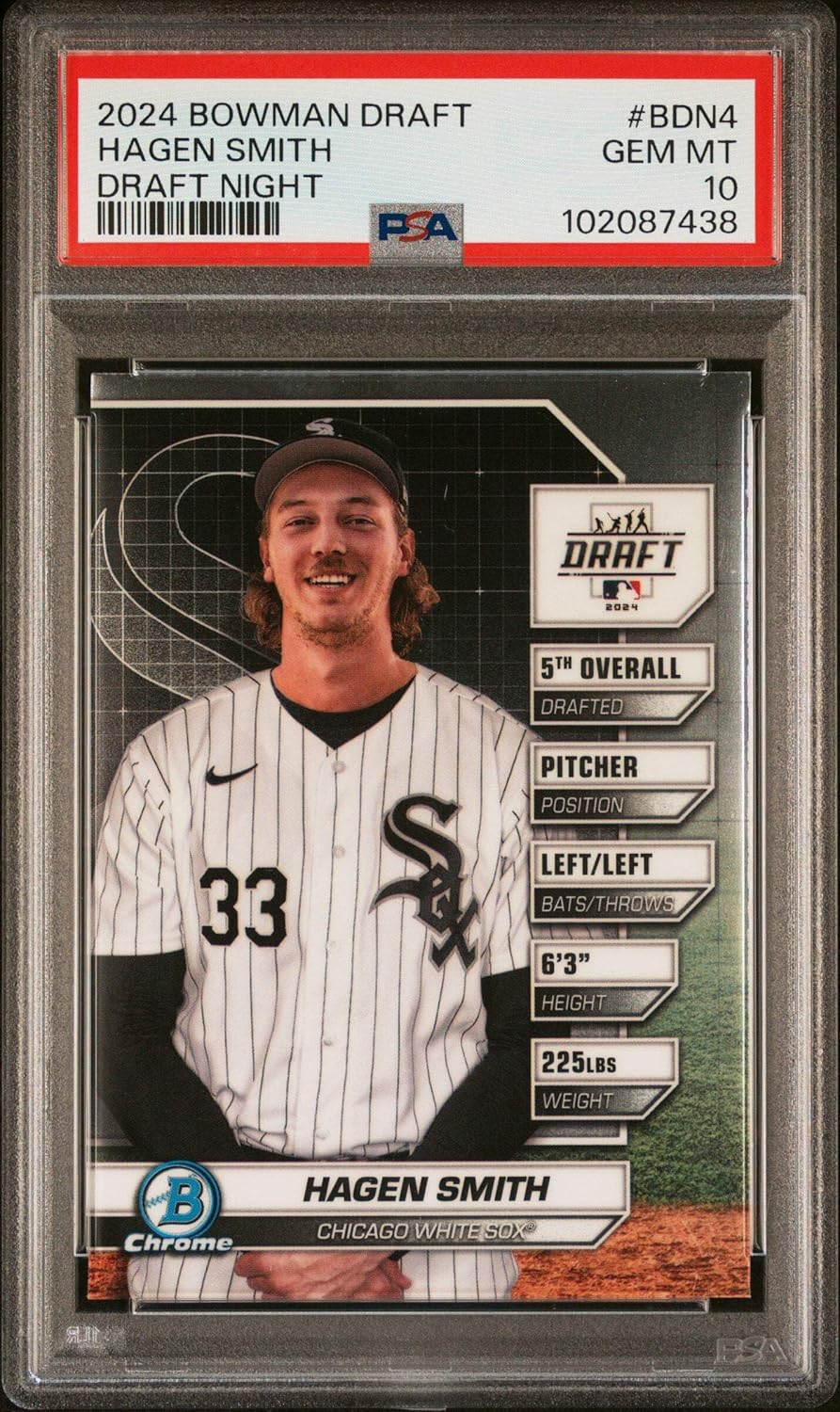 Graded 2024 Topps Bowman Draft Hagen Smith #BDN4 Draft Night Rookie RC Baseball Card PSA 10 Gem Mint