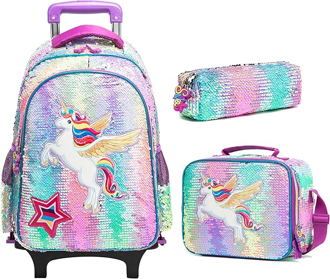 unicorn rolling backpack