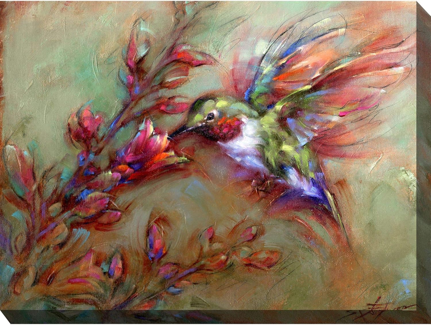 Green and Brown Ambrosia Outdoor Canvas Rectangular Wall Art Decor 40" x 30"