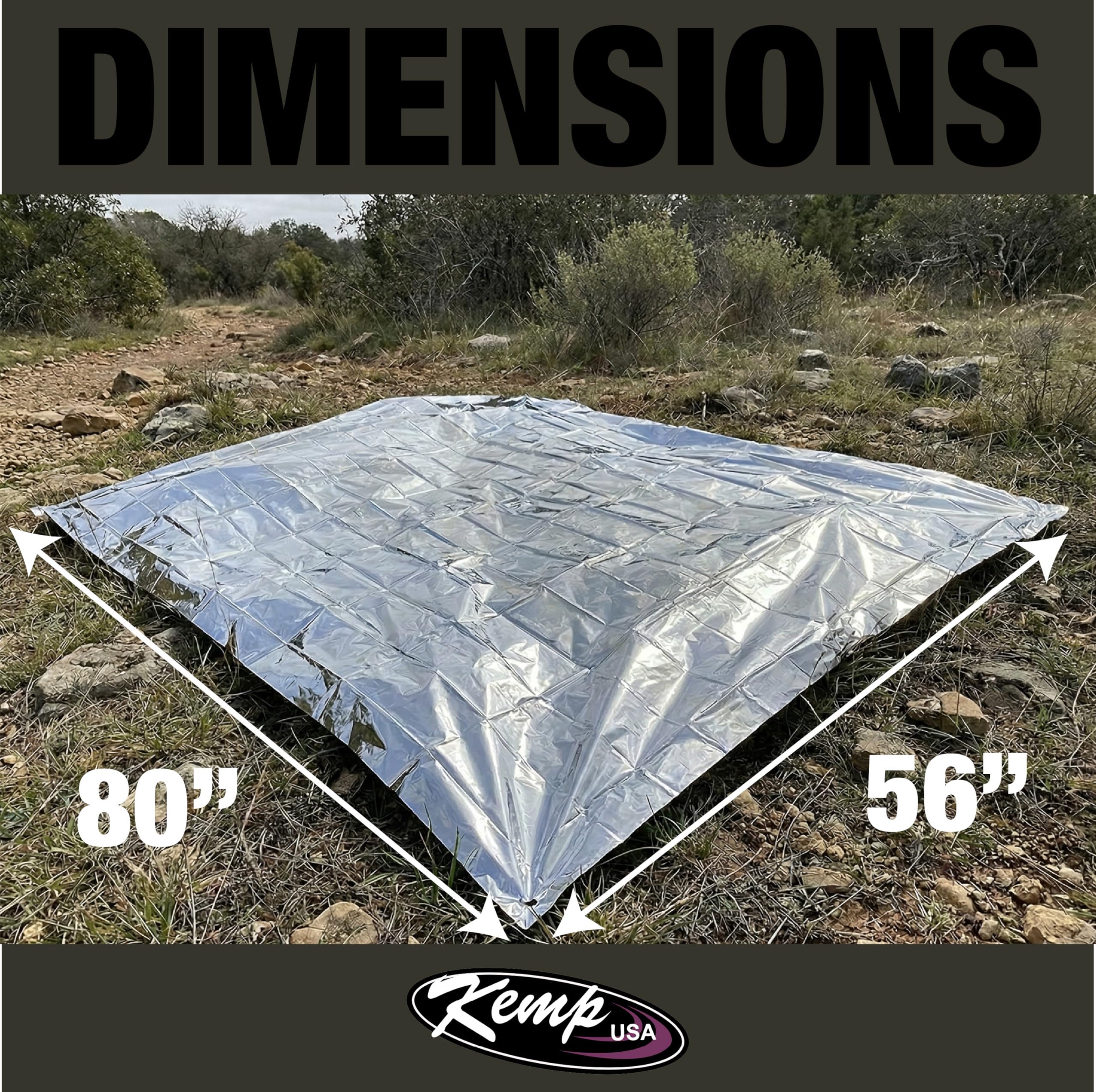 Kemp USA Manta de Mylar de emergencia, paquete de 25, manta ligera y multiusos de primeros auxilios, utilizada por la Aduana y la Patrulla Fronteriza de Estados Unidos para equipo y suministros de