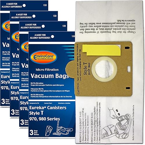 Miniatura 1 de EnviroCare Bolsas de polvo para aspiradora de microfiltración de repuesto, hechas para adaptarse a recipientes Eureka estilo T, 12 bolsas