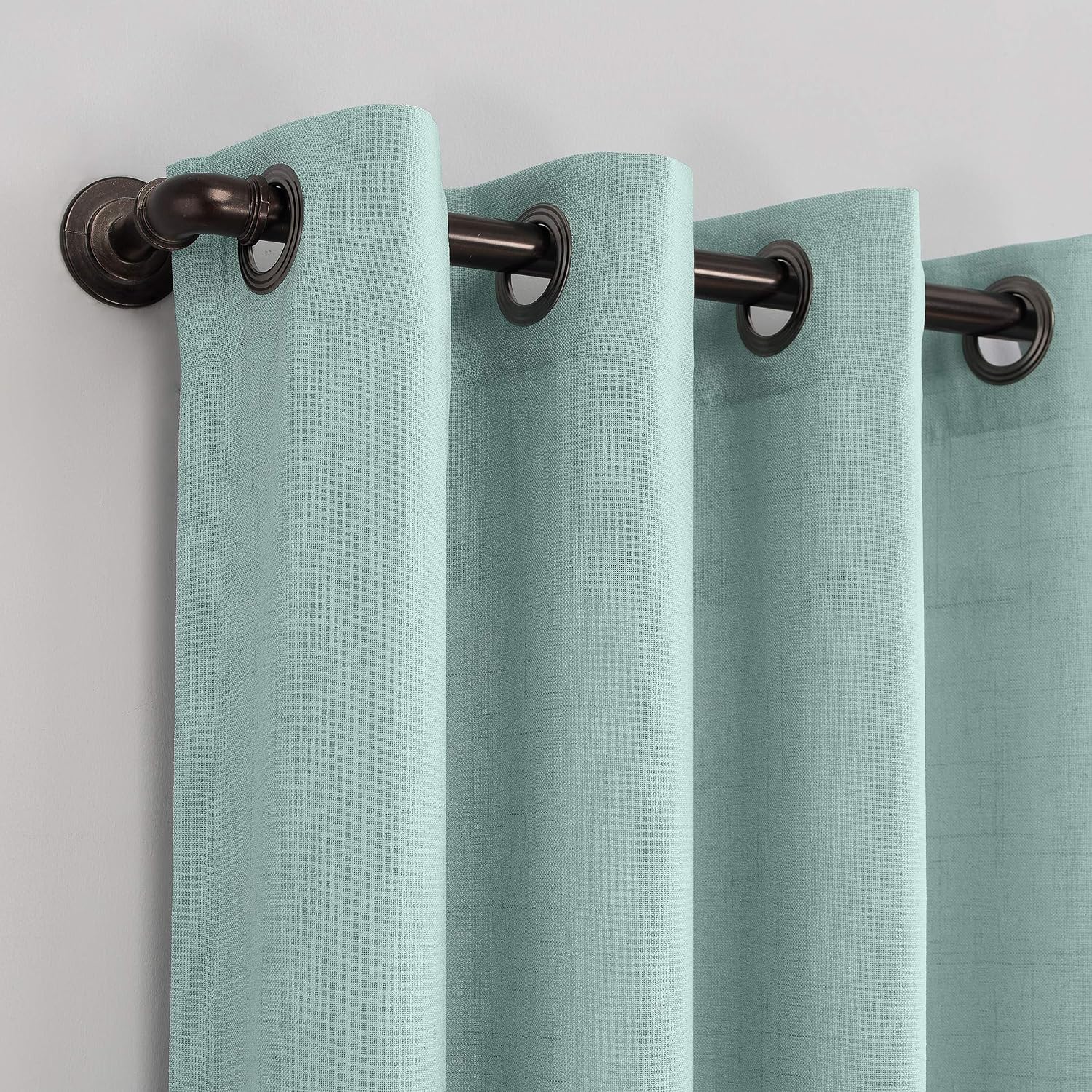 Scott Living Heathered Texture Semi-Sheer Grommet Curtain, Teal, 50" x 96" Panel - Image 3