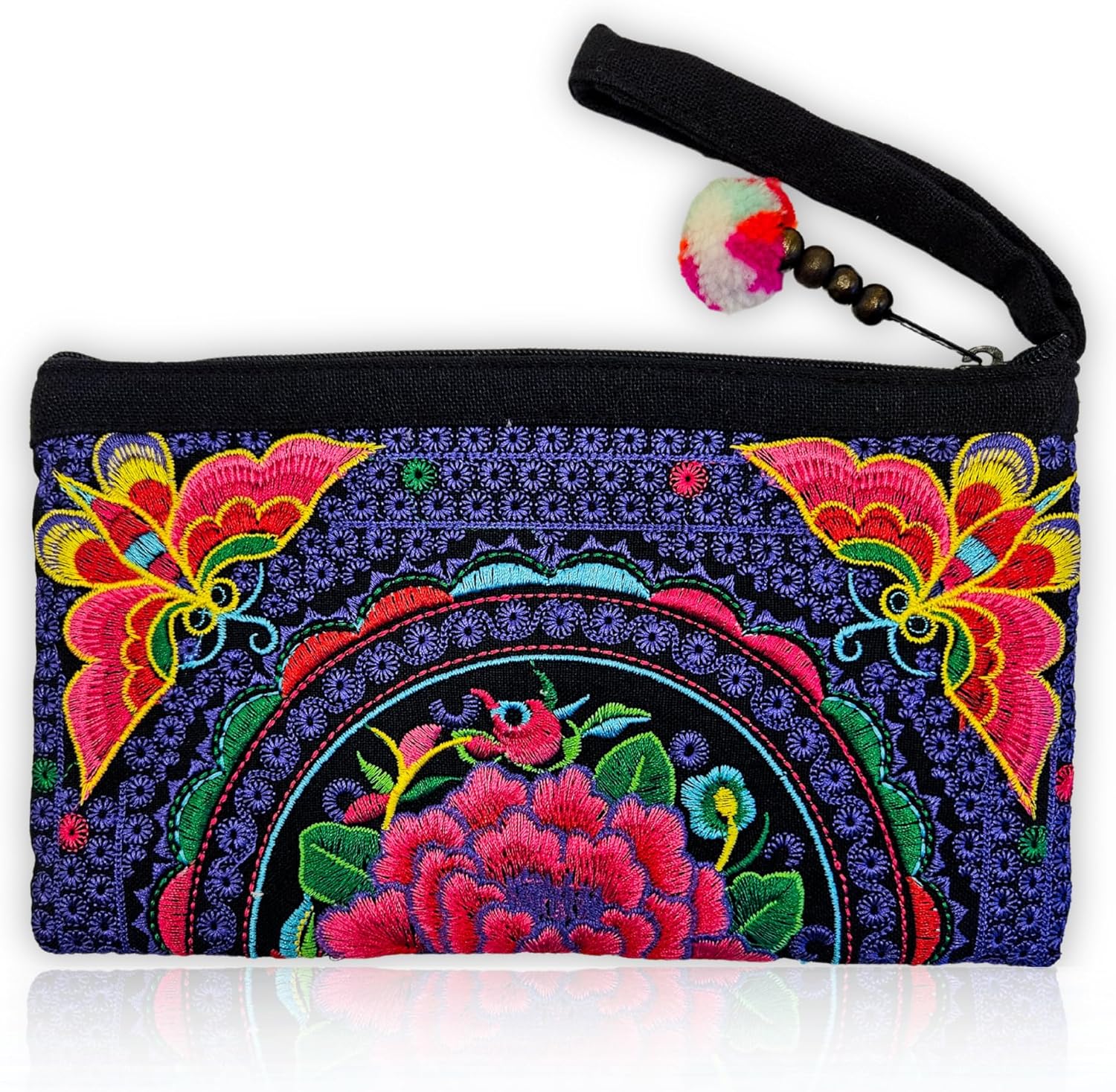 Sabai Jai - Smartphone Wristlet Bag - Handmade Embroidered Boho Clutch Wallets Purses