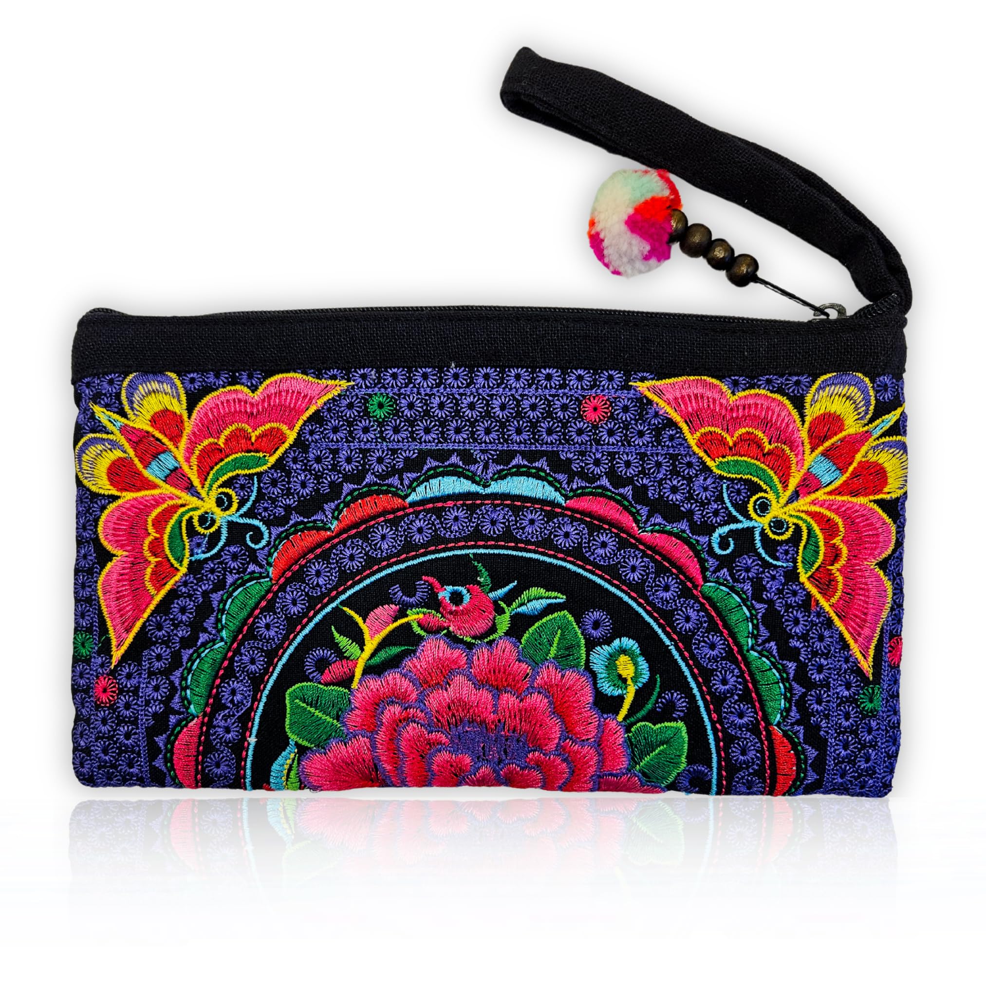 Sabai Jai - Smartphone Wristlet Bag - Handmade Embroidered Boho Clutch Wallets Purses