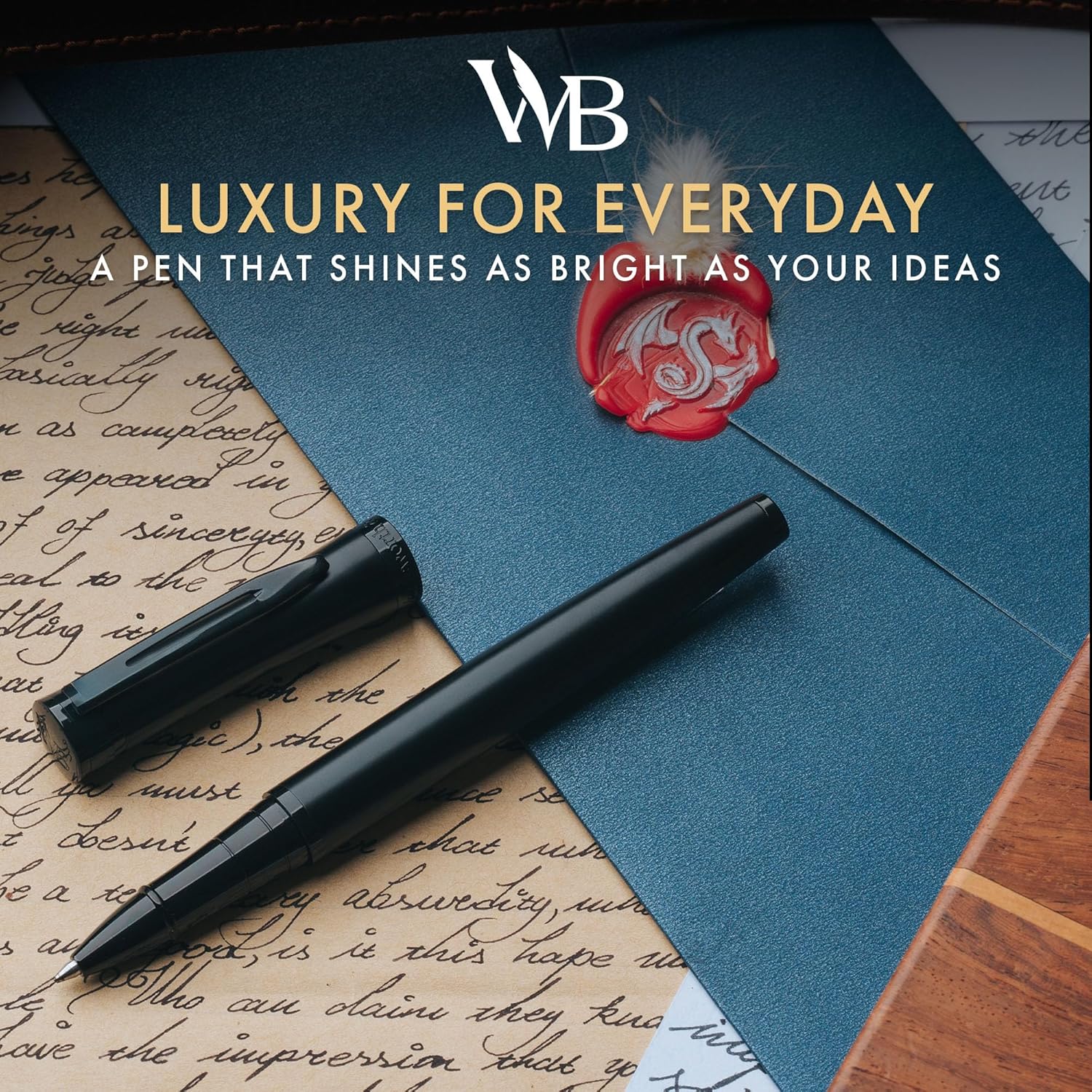 Wordsworth and Black Rollerball Pen - Luxury Pen - All Black Lacquer Finish, Ink Refill, Refillable Gift for Men & Women, Professional Writing, Nice and Fancy Pens and for Work - Image 6
