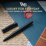 Wordsworth et Black Stylo de roller - Stylo de luxe - Tous Black Laque Finition, Recharge d'encre, Cadeau rechargeable pour les hommes & Femmes, écriture professionnelle, stylos Nice et Fancy et pour le travail
