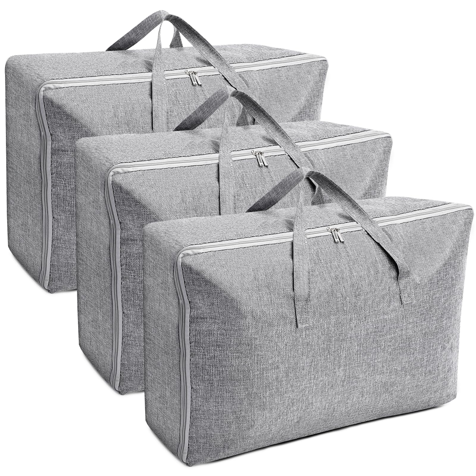 AiQInu Pack of 3 Large Storage Bags, 105 L + 84 L + 70 L, Foldable Underbed Storage Box with Handle, Waterproof, Durable Moving Bags for Bedding, Mattress Toppers, Blankets and Pillows