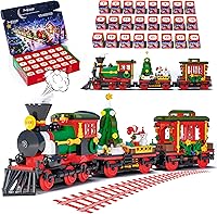 Vista 1 de Calendario de Adviento 2025, juego de construcción de tren de Navidad, calendario de cuenta regresiva de Navidad de 24 días para niños, decoración