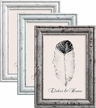 ELSKER&HOME 4 x 6 Rustic Picture Frames, Farmhouse, Distressed, 3 Pack