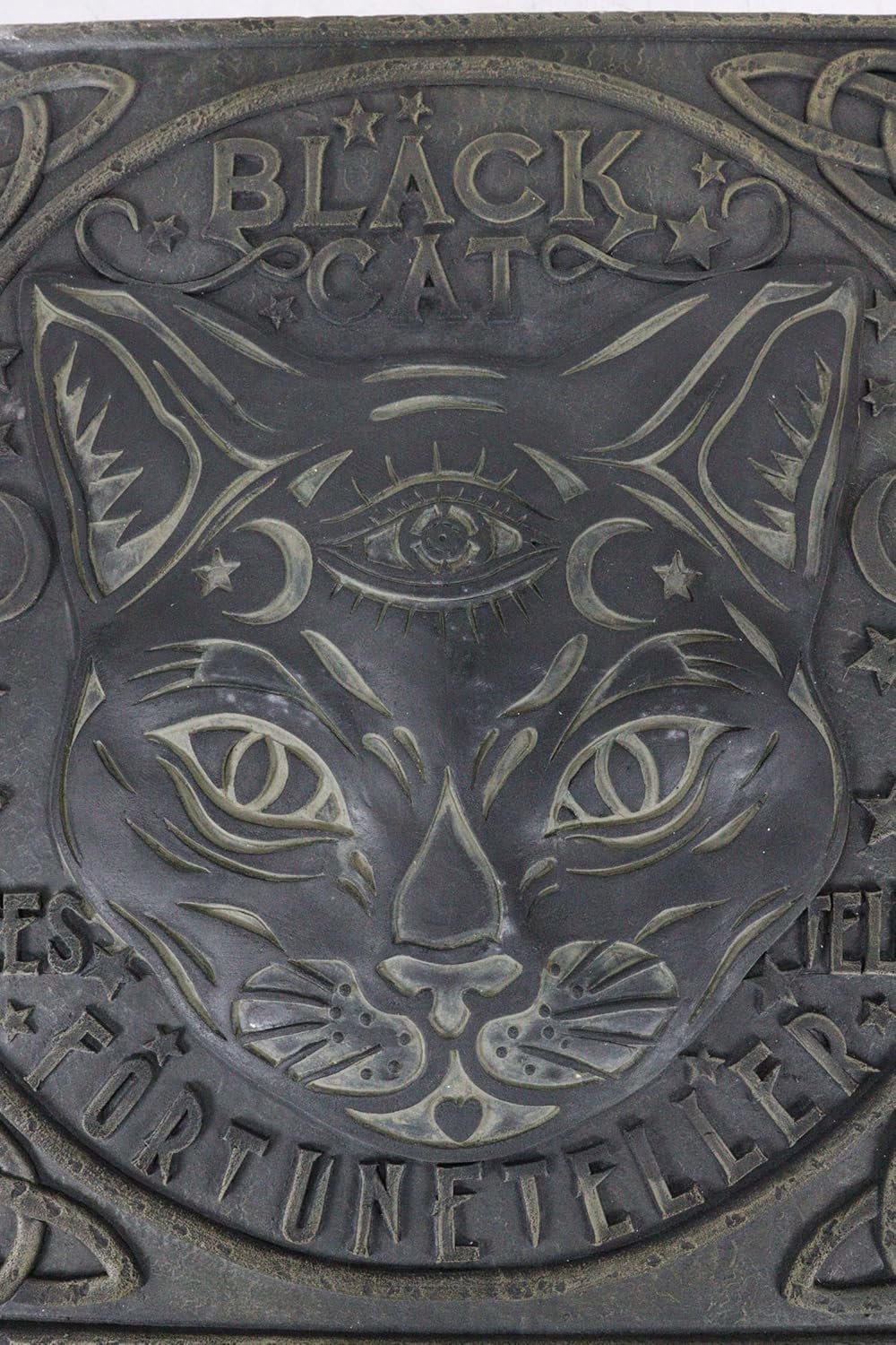 Ebros Gift Celtic Trinity Knotwork Moons and Stars Halloween Black Cat Sees and Tells Fortune Teller Faux Stone Resin Garden Stepping Stones Mystical Witches Wicca Occult Witchcraft Decor (1)