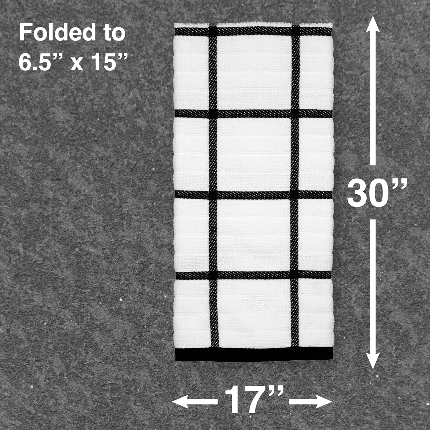 All-Clad Checked Kitchen Towel: Highly Absorbent, Super Soft Long Lasting - 100% Cotton, 17x30 Tea Towel for Cleaning & Drying Dishes, Pans, Glassware, or Countertops, (1-Pack), Black