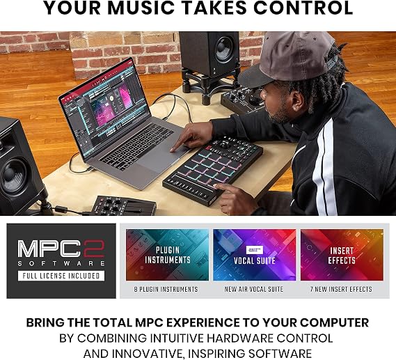 Akai Professional MPC Studio MIDI Controller Beat Maker with 16 Velocity Sensitive RGB Pads & Professional MPK Mini Plus - USB MIDI Keyboard Controller