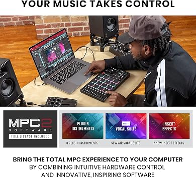 Akai Professional MPC Studio MIDI Controller Beat Maker with 16 Velocity Sensitive RGB Pads & Professional MPK Mini Plus - USB MIDI Keyboard Controller