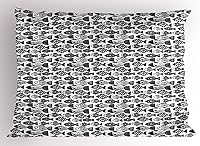 Vista 13 de Lunarable Funda de almohada de dibujos animados, corona blanca sobre fondo rosa, tiara gráfica de dibujos animados, estampado de letras de palabras