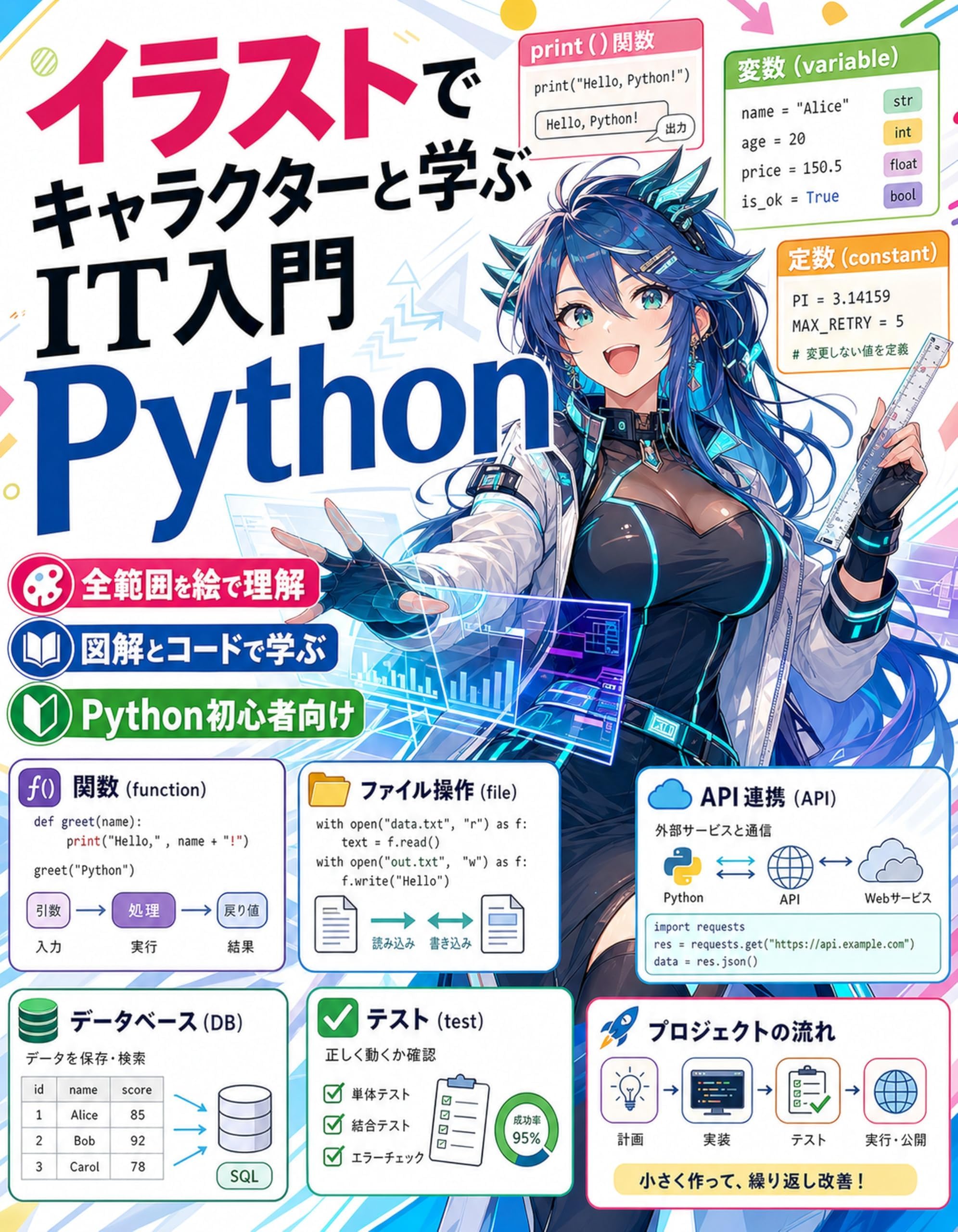Python 図解でわかるシステムエンジニア入門: 初心者から実務で使える基礎・自動化・API・データ処理・テストまでキャラクターと学ぶ イラストで速攻理解IT入門 (ライフハックゴリラブックス)
