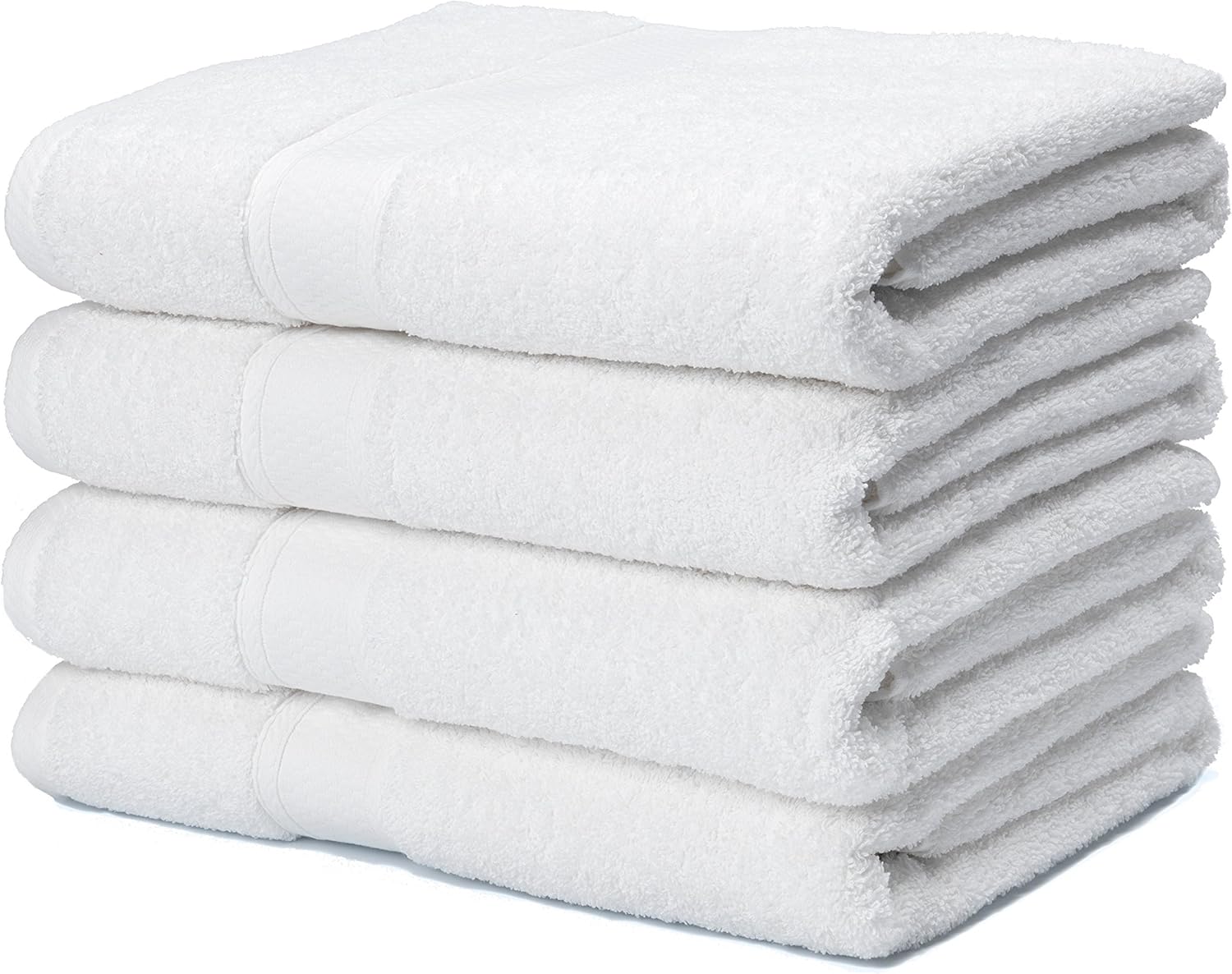700 GSM Premium Bath Towels Set of 4-100% Cotton, Super Soft, Ultra Absorbent (30" X 52") (White)
