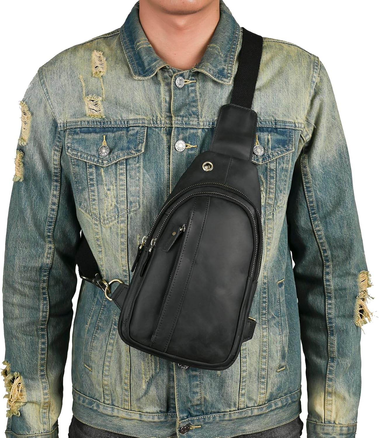 Le'aokuu Mens Outdoor Casual Travel Hiking Crossbody Chest Sling Bag One Shoulder Strap Bag Backpack