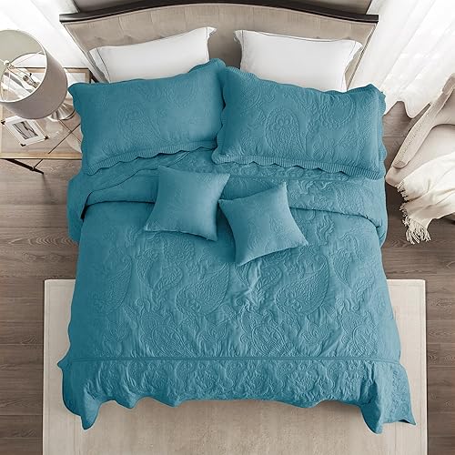 Miniatura 3 de HZ & HY Colcha de tamaño King extragrande, juego de ropa de cama acolchado, edredón ligero y delgado, reversible, lujoso, 5 piezas, 100% microfibra,