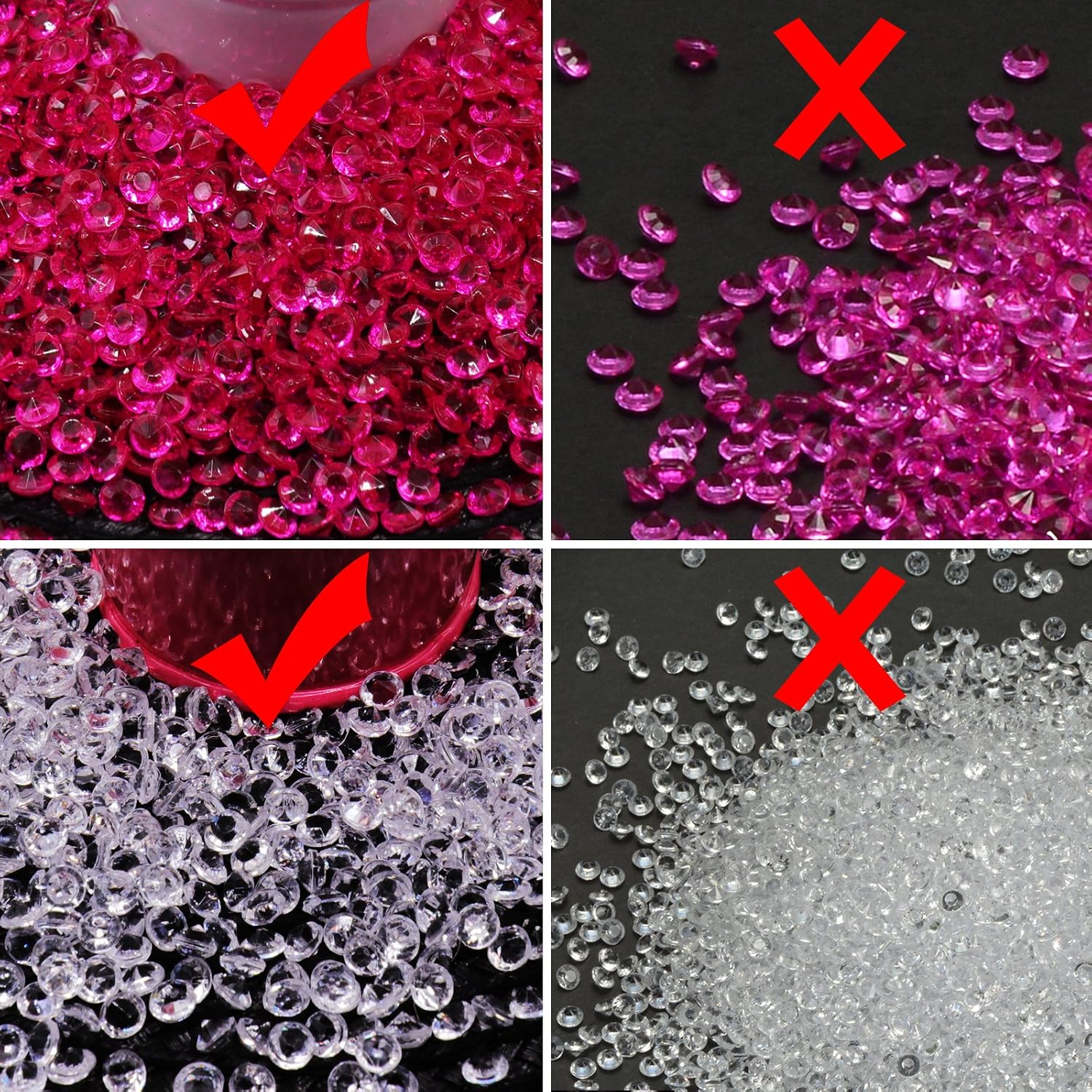 BIT.FLY 4.2mm 10000pcs Crystal Acrylic Diamond Vase Fillers for Table Scatter Wedding Event Party Decoration DIY Arts & Crafts Ice Rock Treasure Gems - Black