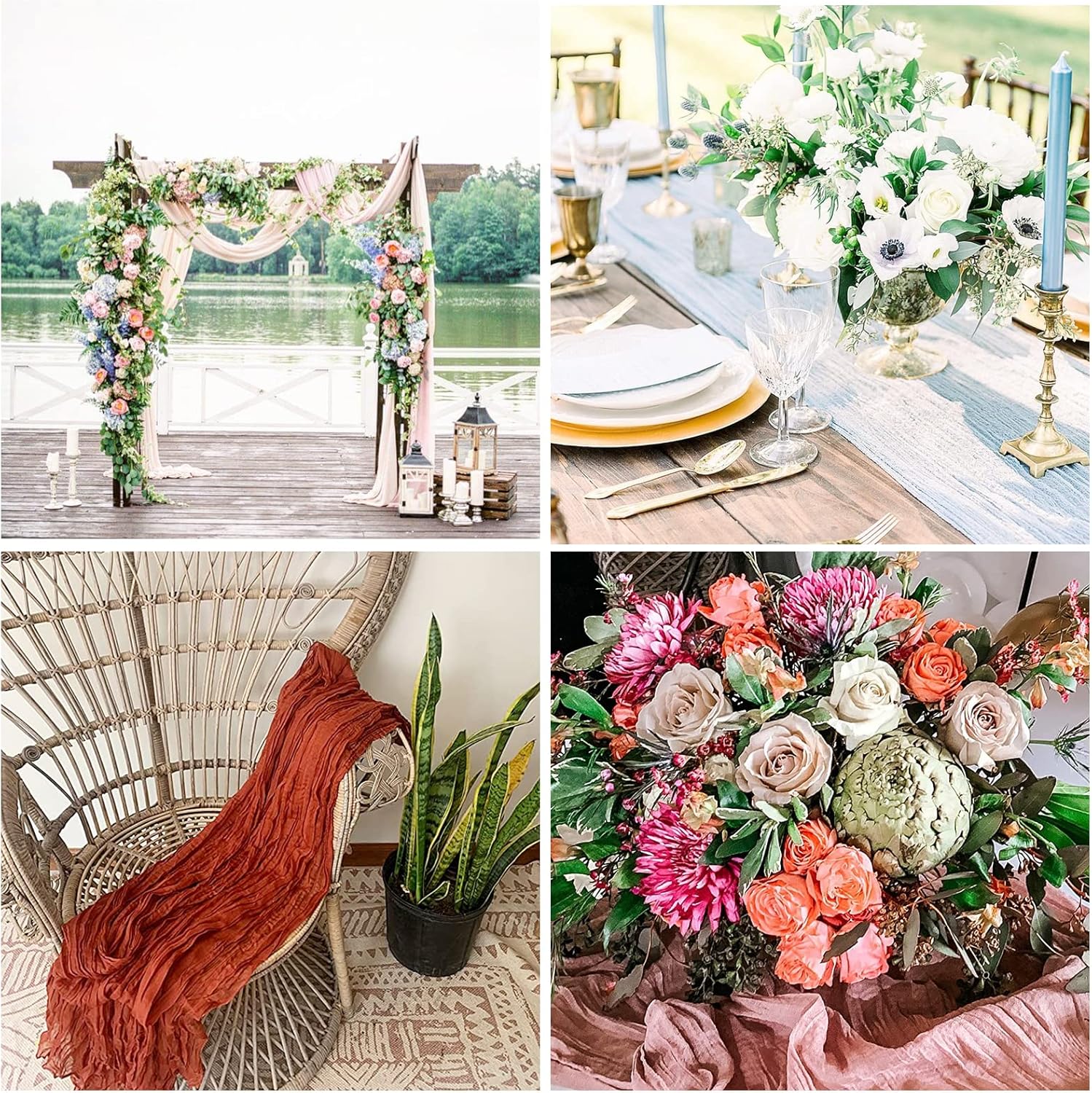 2 Pack Table Runners - RUCKAE Cheesecloth Table Runner 35x120 inch, Gauze Table Runner Cheese Cloth Table Runner for Christmas,Wedding,Bridal Shower,Baby Shower,Bithday Party Table Decorations (Beige) : Home & Kitchen