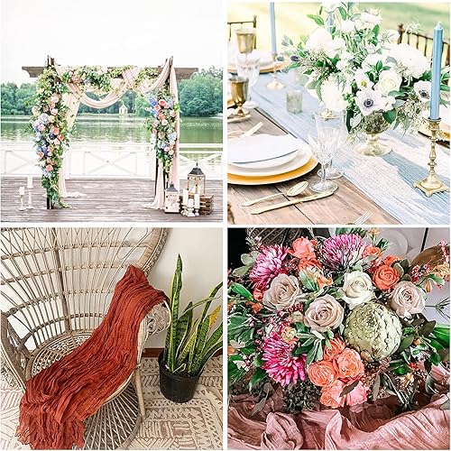 Miniatura 5 de RUCKAE Paquete de 2 caminos de mesa de gasa de 35 x 120 pulgadas, para bodas, despedidas de soltera y baby shower, fiestas de cumpleaños, color azul