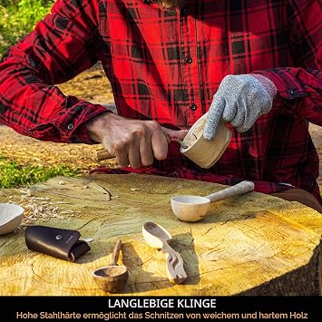 BeaverCraft SK1S Hook Knife Wood Carving Spoon Carving Knife with Leather Sheath - Wood Carving Hook Knife - Spoon Bowl Carving Tools - Wood Carving Tools