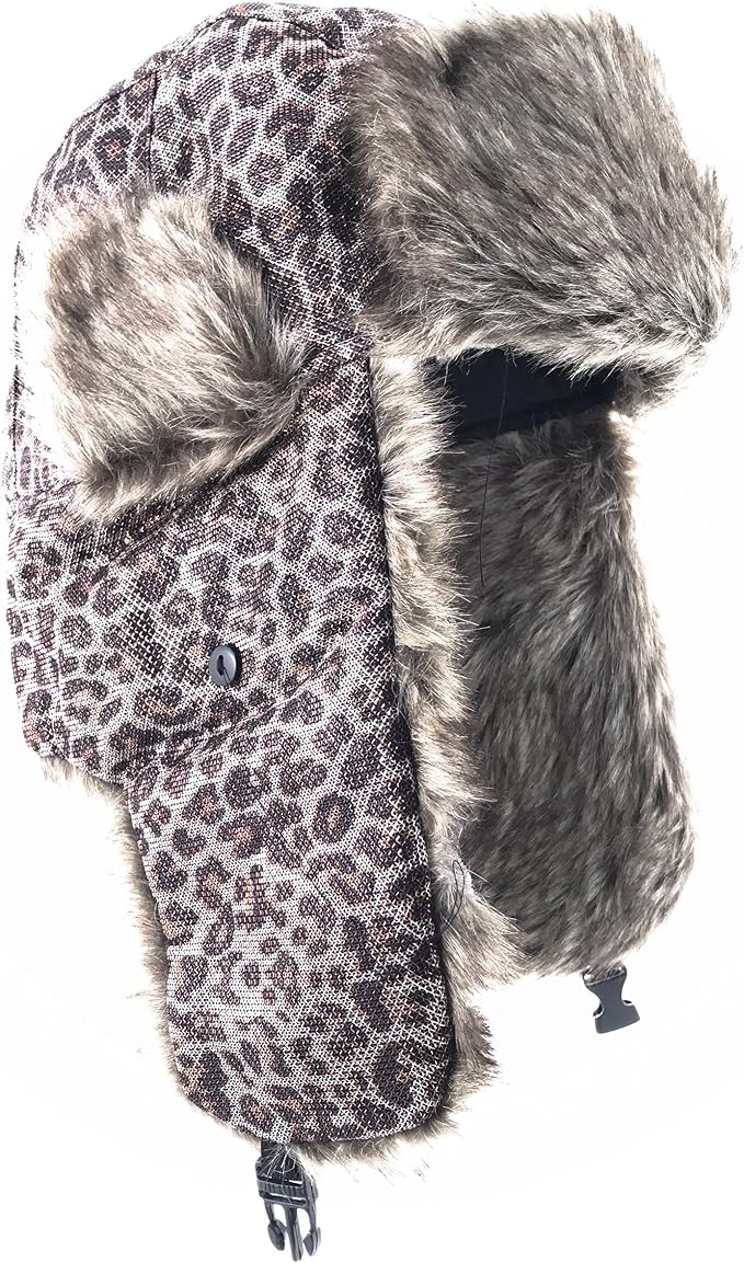 Cappello a colbacco, leopardato, chiusura con fibbia, interno in pelliccia  ecologica, Taglia unica, Unisex : Amazon.it: Abbigliamento